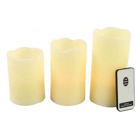 Set of 3 LED candle natural with remote control by Countryfield