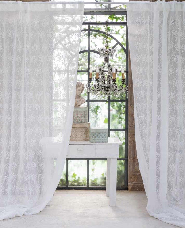 Blanc Mariclo' linen curtain Clarissa collection shabby chic