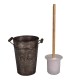 Bucket zinc "WC" with toilet brush